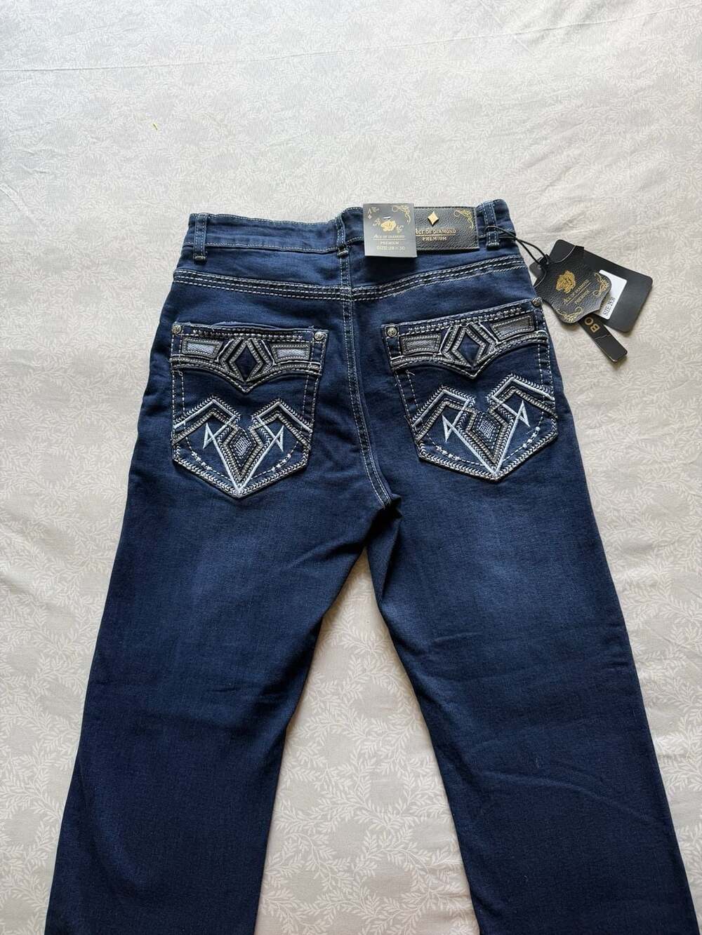 NWT Ace of Diamond Premium Jeans 28x30 Bootcut Embroidered Rhinestone PocketsY2K